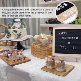 Felt Letter Board with Rustic Wooden Frame, Letters, Storage Bag and Scissors, Letter Set, Word Board, Message Board, Letter Sign, Changeable Contents Wall Board