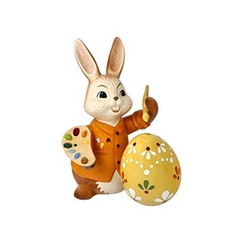 Göbel 66844891 Easter Figurine Soon is Ready! Colourful Easter Bunny with Easter Egg First Edition 2022, 10.5 x 12 x 15 cm