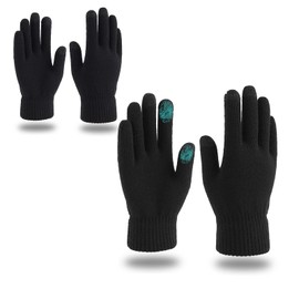 Fiohiros 2-Pairs Touch Screen Knitted Gloves,Dark Green Winter Warm Gloves For Men, Suitable For Outdoor Sports And Daily Use (Standard, 2 Pairs, One Size)