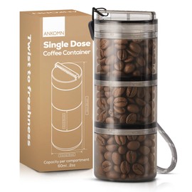ANKOMN QuarterSeal X7 Airtight Modular Coffee Canister – Single Dose Coffee Bean Storage. Travel Coffee Grounds Container with UV-Protection for Backpacking or Camping. On-the-Go Coffee Accessories.