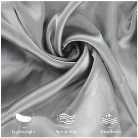 Curved Pillow Case, Side Sleeper Pillowcase, Grey Satin Pillowcase Cover with Zipper, Breathable Soft Pillowcase, Queen Size 20 x 30 Inches