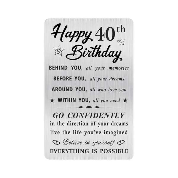MOQIYXL Happy 40th Birthday Card for Men Women, Small Engraved