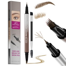 Erinde Lápiz Líquido para Cejas Doble Punta, Perfilado Preciso, 1  Duración Extrema, Resistente al Agua y Sudor, Diseño Multiusos, Creación de una... 