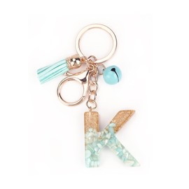 SHTALHST Initial Keychain, Letter Keychain with Tassel & Bell, Cute Keychain for Girls & Women, Bag Charm for Birthdays, Christmas, Valentine's Day, and Graduation, K