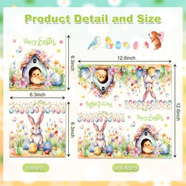 120Pcs Easter Paper Napkins Happy Easter Bunny Egg Flower Disposable Paper Napkins Cute Rabbit Luncheon Napkins for Holiday Festival Dinner Party,6.5 * 6.5 Inch