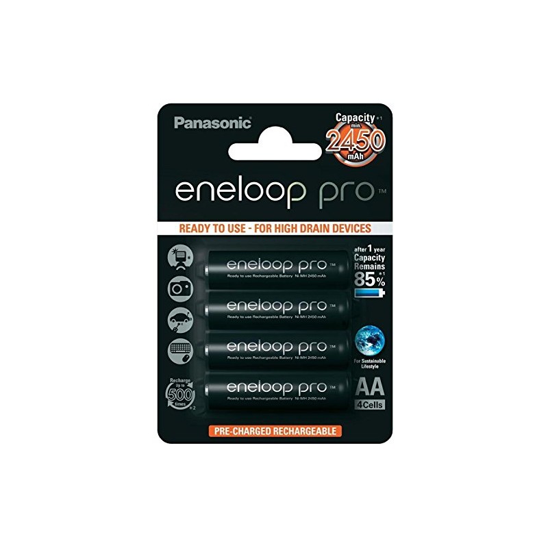 Panasonic BK-3HCCE4BE Eneloop Pro AA High Capacity Ni-MH Pre-Charged Rechargeable