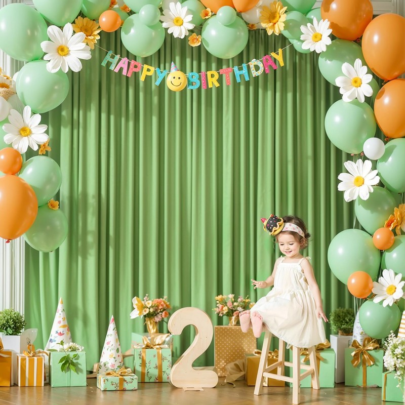 Sage Green Backdrop Curtain for Parties Wedding,4 Packs Wrinkle Free