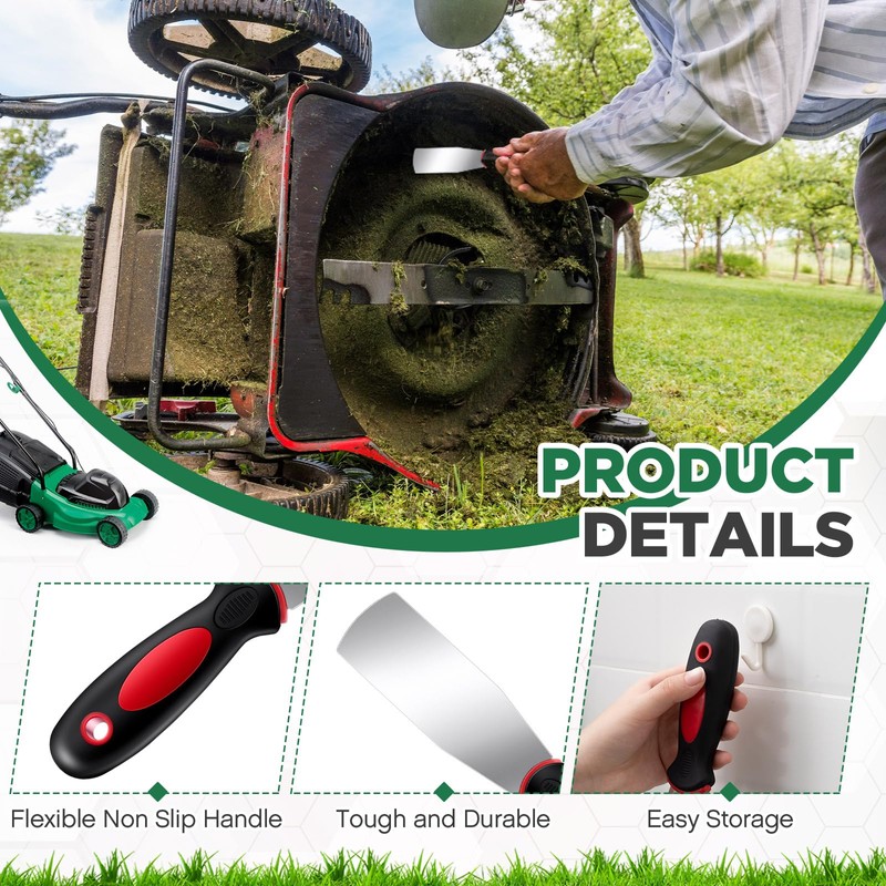 Threlaco 4 Pcs 2'' Lawn Mower Maintenance Deck Scrapers Heavy