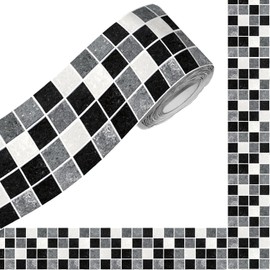 neukids Peel and Stick Black Wall Border, DIY Mosaics Skirting Border, Wall Borders Living Room Bedroom Bathroom Kitchen Decoration Wallpaper Border