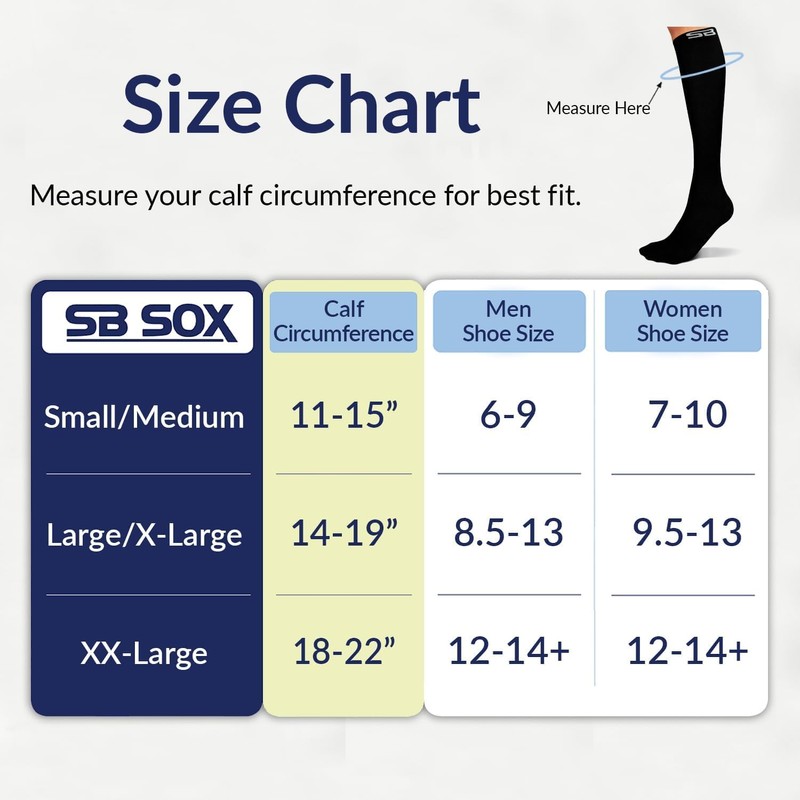 SB SOX 3-Pair Compression Socks for Women & Men (15-20mmHg)