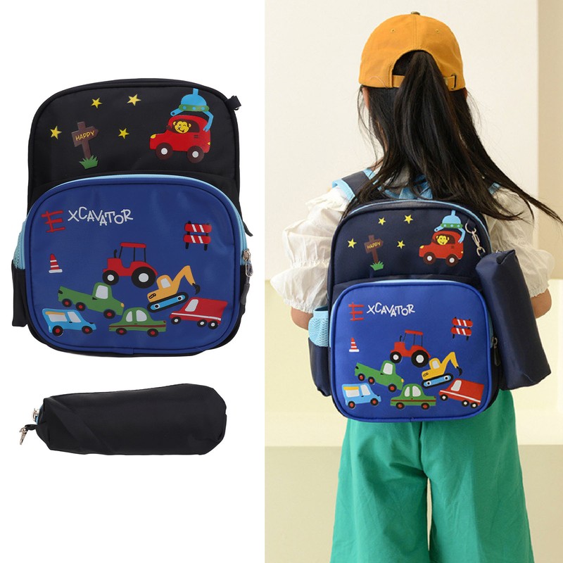 Kids Backpack Adjustable Shoulder Strap Lightweight Cartoon Car Children School