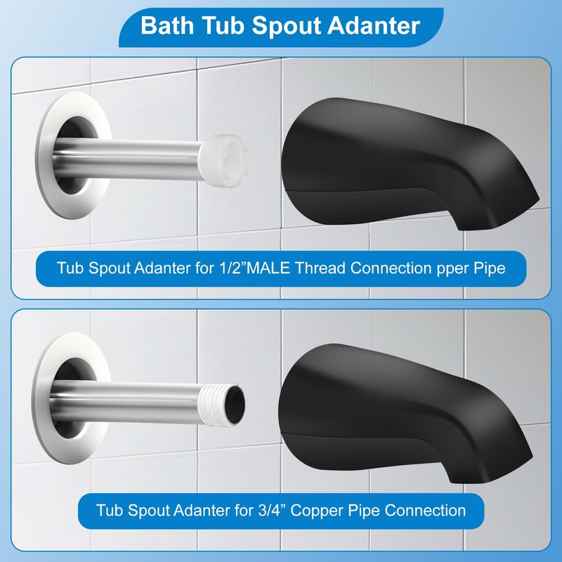Tub Shower Trim Kit, Matte Black 3 Piece Shower Knob