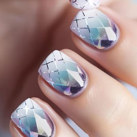 Marble Press on Nails Short Square Fake Nails Purple Blue Gradient stick on Nails Full Cover Broken Crack False Nails with Design Glossy White Glue on Nails Acrylic Nails for Women Manicure 24Pcs…