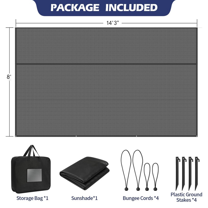 NAIMORUI RV Awning Shade Screen with Zipper, 8'X14'3" RV Awning