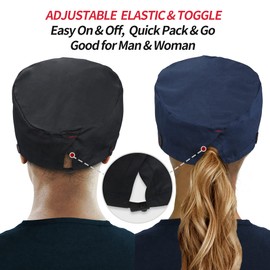 ABAMERICA ABAMERICA Working Caps with Button and Sweatband, Adjustable Working Hats for Women Men, One Size (Tie Back or Toggle)