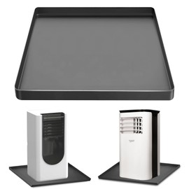 Portable Air Conditioner Drip Pan with Raised Edge, 25.6" x 25.6" Silicone AC Drain Pan for 5,000 to 14,000 BTU AC Unit, Non-Slip Large Drip Tray for Catching & Preventing Condensate Leakage, Gray