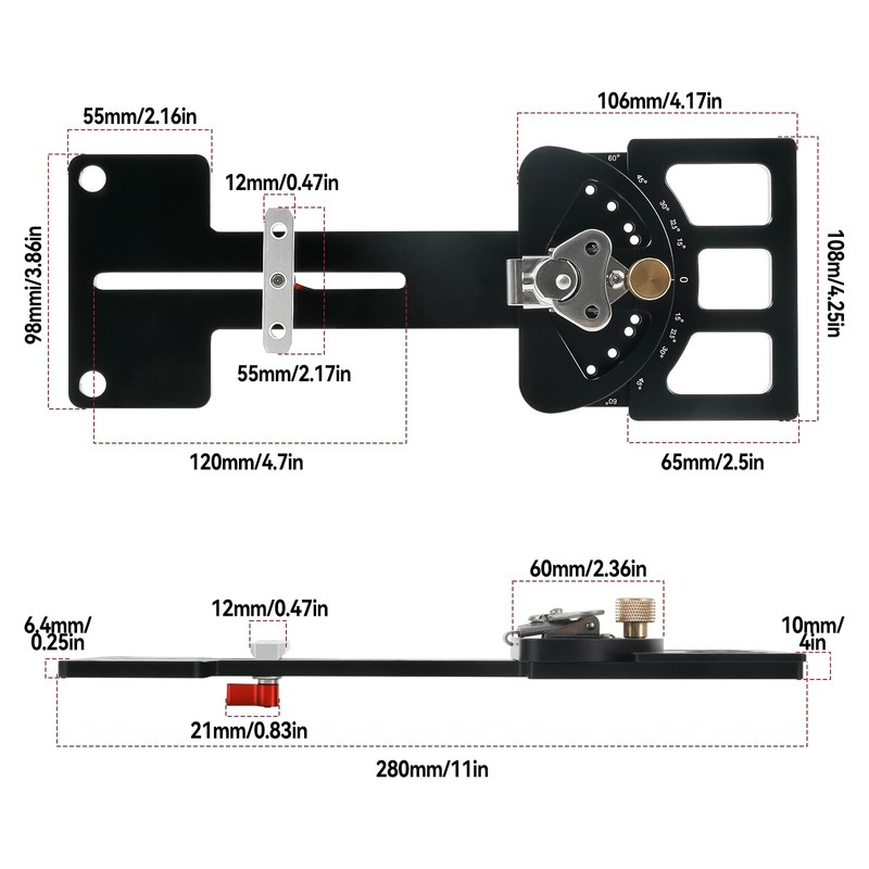 Adjustable Angle Track Saw Square Guide Rail, -60 to 60