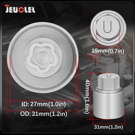 JEUCLEL Type U Wheel Locking Nut Key Compatible with Land Rover Range Rover Evoque Freelander Velar, Wheel Lock Lug nut Adapter, Car Anti Theft Screw Nut Removal Key Socket, Remover Repair Tool