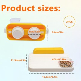 2PCS Hamster Cage Platform Twist On Mounting with 2 Feeding Bowls Plastic Space Saving Small Animal Shelf for Mice Rats Gerbils Sugar Gliders Birds