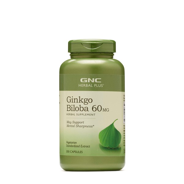 GNC Herbal Plus Ginkgo Biloba 60 MG | Supports Mental Sharpness | 300 Capsules
