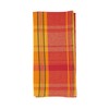 Terracotta Orange Holiday Harvest Plaid Design Cotton Napkin. 20" Square.