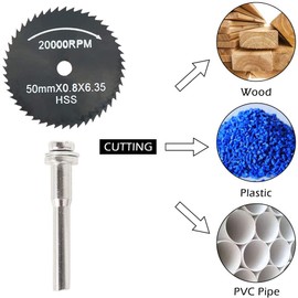 8Pcs HSS Mini Circular Saw Blade, Cutting Discs Mandrel Rotary Tool for Wood Plastic Aluminum Cutter Power Tool Kit Wood Cutting Discs Drill Mandrel