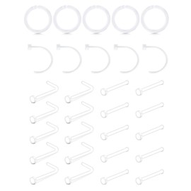 JFORYOU 20G 0.8 mm Bioflex Clear Nose Stud Nose Piercing Flexible Nose Stud Transparent Retainer Piercing Schumuck, Plastic