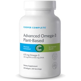 Cooper Complete Advanced Omega-3, Plant-Based Vegan Softgels, 675mg Omega-3, 225 mg EPA & 450mg DHA, 30 Servings