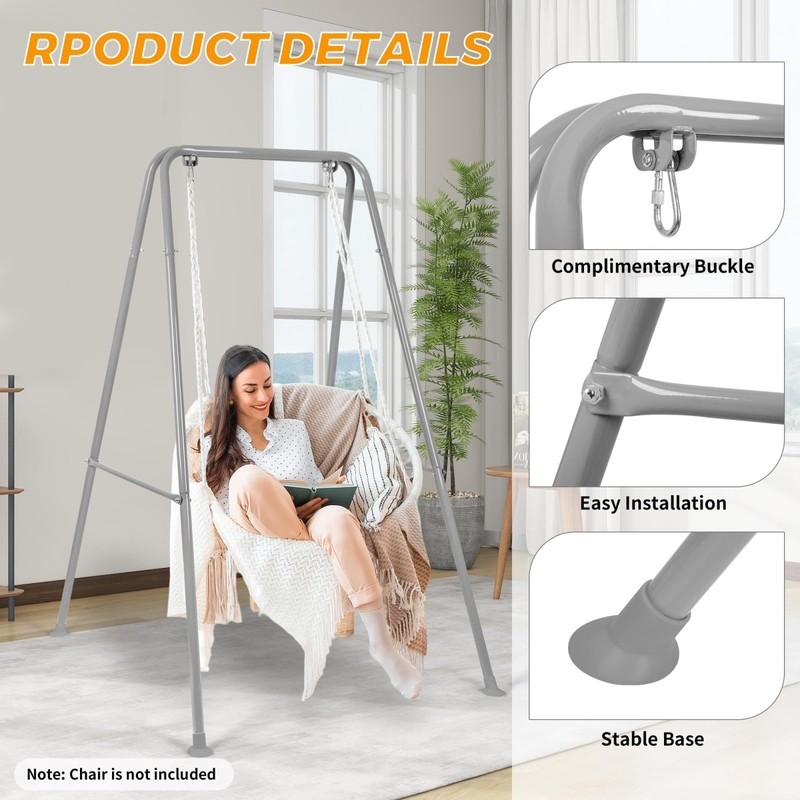AUTOKAKUM Swing Stand Only, Hammock Chair Stand, Heavy-Duty Metal Stand,