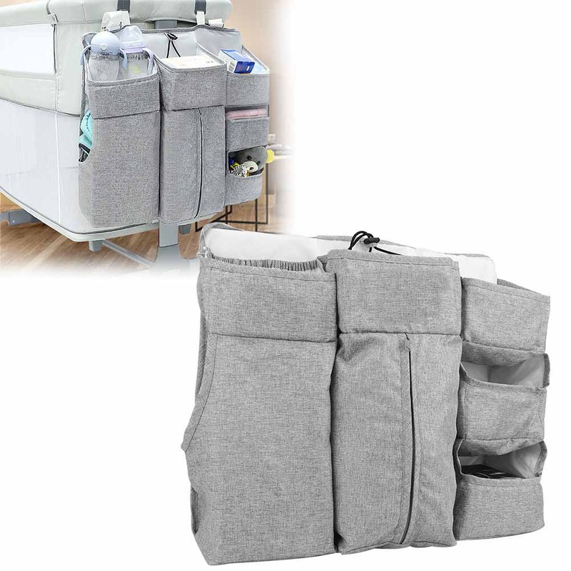 MultiFunctional Baby Bed Hanging Storage Bag Baby Crib Bedside Diaper