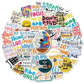 50 PCS Inspirational Quote Stickers,Motivational Stickers Vinyl Waterproof for Water Bottle Laptop Luggage Helmet Skateboard Snowboard Guitar Scrapbook Phone Gifts for Boys Girls Kids Adult
