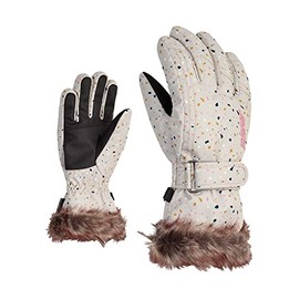 Ziener Girls' LIM Ski Gloves / Winter Sports | Warm, Breathable, Terazzo Print, 7.5