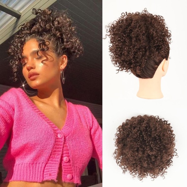 DEYNGS Short Kinky Curly Ponytail Extension for Black Women, 10