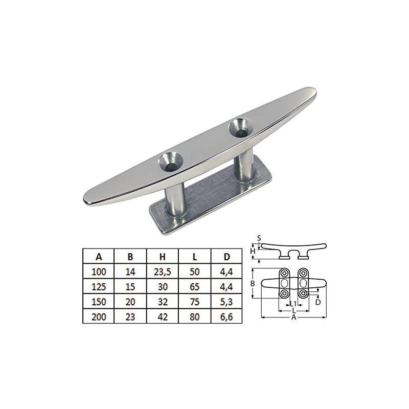 PRIOstahl Stainless Steel V4A Boat Clamp Stainless Steel 2-Hole 150