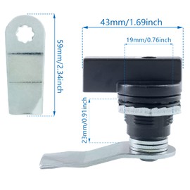 Moicstiy 2Pcs Thumb Operated Offset Cam Locks, Black T Handle Non-Locking Compartment Lock Latch Keyless Twist Cabinet Replacement Lock for Mailbox Drawer, RV Compartment Door