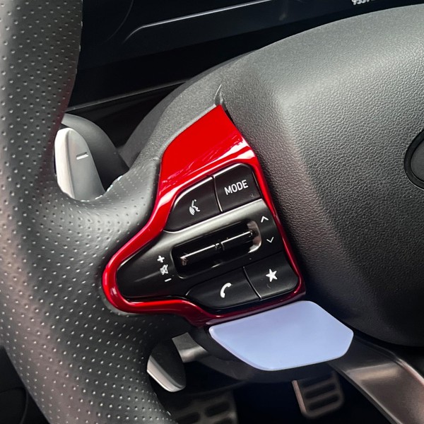 JUIVEEL Red Style Steering Wheel Trim Control Button Cover Compatible