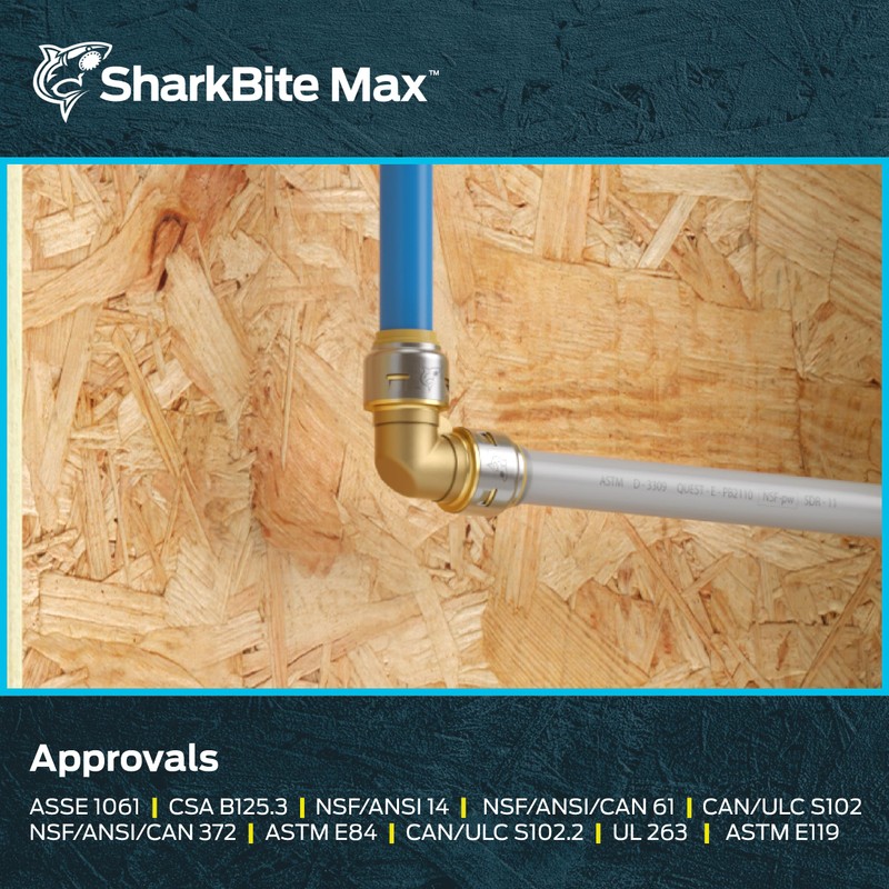 SharkBite Max 3/4 Inch x 3/4 Inch Polybutylene Transition 90