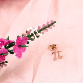 Pi Infinity Symbol Earring Dainty Greek Alphabet Letter Stud Earring (rose gold pi)