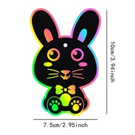 MagiDeal 24Pcs Easter Scratch Paper Set, Easter Crafts, Hanging Gifts Decorative, 6 Wooden Stick and Ribbon, Scratch Art Party Favors