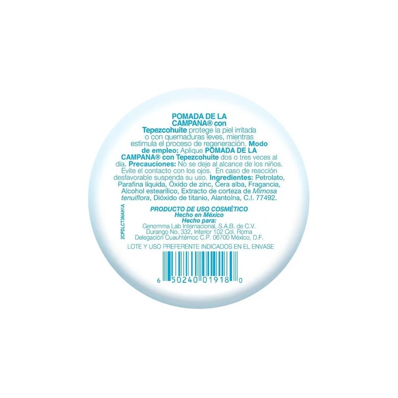 Pomada De La Campana Tepezcohuite Tarro, 35 G