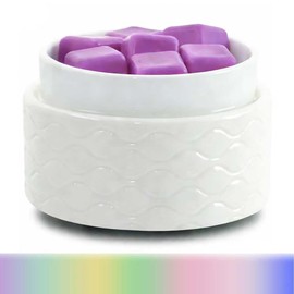 7-Color Changing Wax Melt Warmer, Modern Ripple Design 3-in-1 Electric Candle Warmer with Large Melting Dish, Ceramic Scented Wax Melter Essential Oil Burner for Home Aromatherapy, White