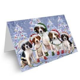Christmas Light Treeing Walker Coonhound Dog Greeting Cards - Adorable Pets Invitation Cards with Envelopes - Pet Artwork Christmas Greeting Cards (50 Greeting Card)