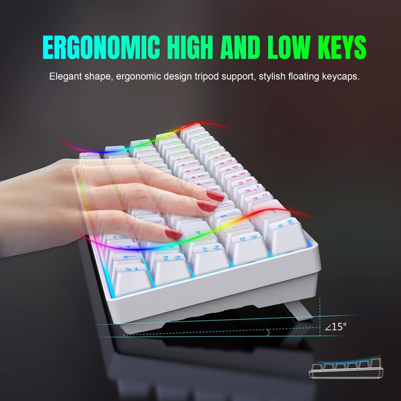 Snpurdiri 60% Wireless Gaming Keyboard and Mouse Combo,LED Backlit Rechargeable