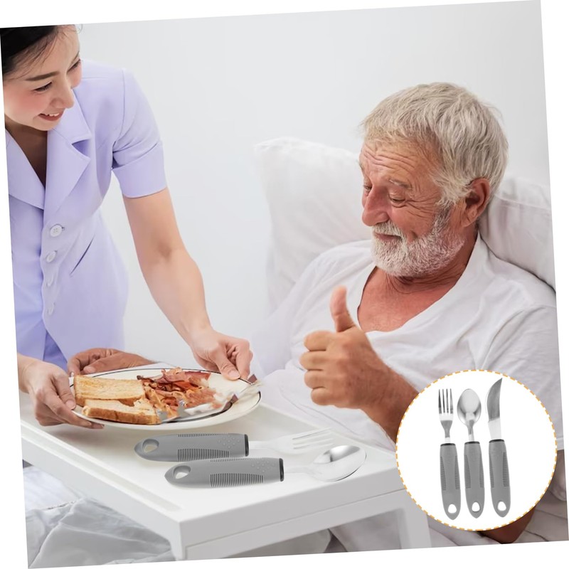 ORFOFE Adaptive Utensils Set for Elderly Tremble Tableware for Disabled