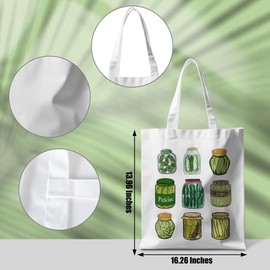 CSHVJ Pickle Print Tote Bag, Reusable Grocery Bag, 14 x 16inches, Unisex-Adults, Female, Cotton, Women's Accessories, Adult, Christmas, Graduation, Anniversary, Beach, Travel, Office, Shopping, Gift