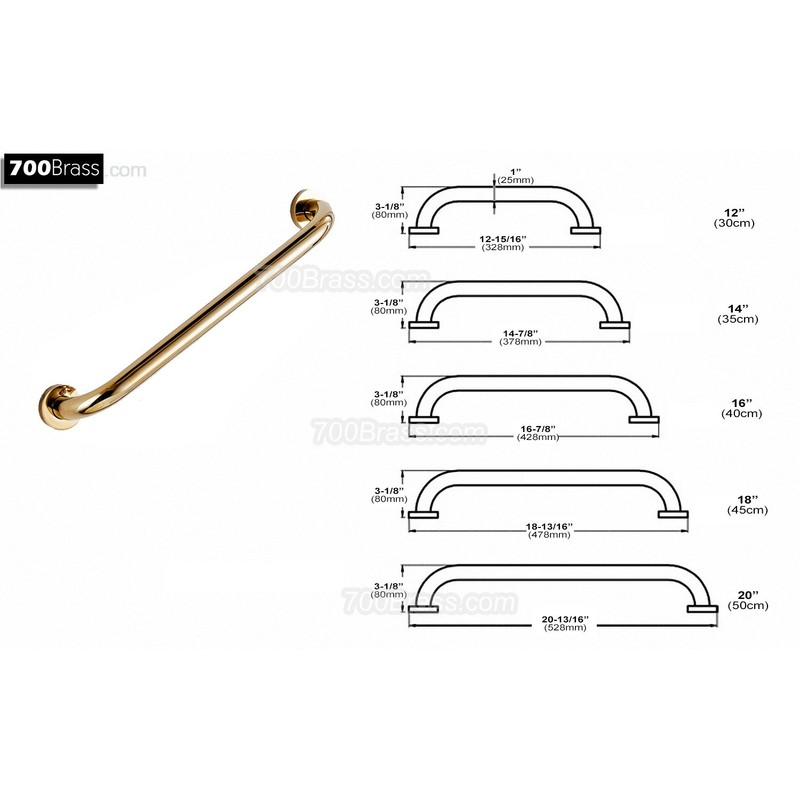 9-Inch Grab Bar for Hotel/Motel/Home Shower Safety, Solid Brass, Polished