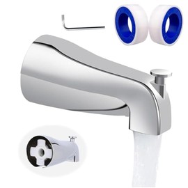 Metal Universal Bathroom Tub Spout Compatible with Westbrass E531D-1F-62, Tub Spout with Diverter, 4-inch Slip-on Diverter Tub Spout Bath Tub Spout with Shower Diverter Bathtub Faucet Spout (Silver)