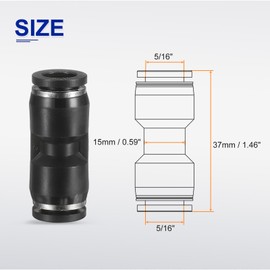 sourcing map Push to Connect Fittings 5/16" OD x 5/16" OD Straight Pneumatic Connector Zinc Alloy Quick Connect Union Two-Way Fittings for Semi Truck Trailers Air Brake System, Black