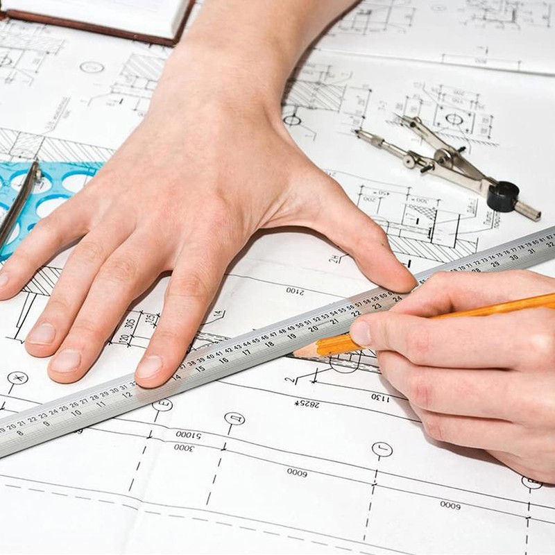 Dekton 300MM Stainless Steel Ruler - Durable Ruler with Imperial