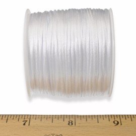Hackberry Creek White Satin Nylon Cord - 1mm Smooth String - 30 Meter Spool - DIY Jewelry Cord